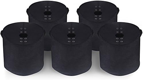 5-Packs Plant Soft Pots Aeration Fabric Handles Breathable-Felt Nursery Garden Planting Grow Bags (Black) (10-Gallons)
