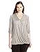 Paper + Tee Women's Plus-Size V-Neck Three-Quarter-Sleeve Drape Front Top