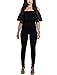 PRETTYGARDEN Off Shoulder Sleeve Hollow Out Sexy Women Bodycon Long Jumpsuit Rompers (Medium, 2186-Black)