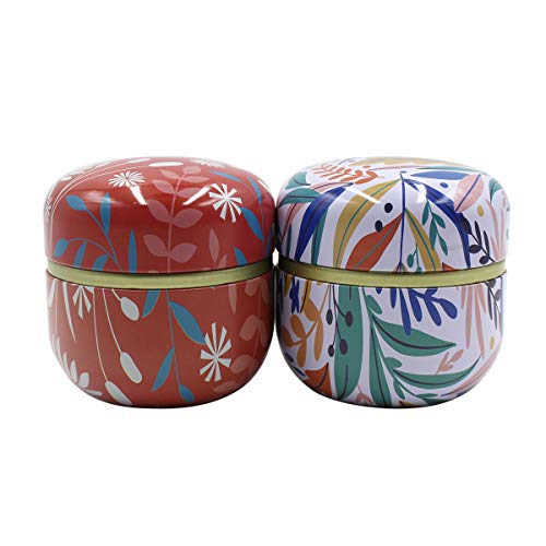 2 Pack Mini Tea Storage Containers Tea Coffee Tins, Flowers Pattern Food Storage Container for Herb, 2 Pack Mini Tea Storage Containers Tea Coffee Tins, Flowers Pattern Food Storage Container for Herb,