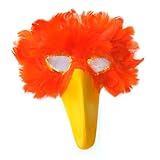 SACASUSA(TM) Orange Feather Bird Mask with Yellow Beak