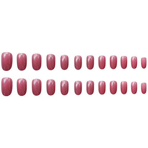 NEW Style False Nail Jelly Purple Short Nail Art Round Head False Nails 24pcs 12 Different Size (Jelly Purple)