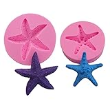 Efivs Arts Ocean Series Silicone Mold Fondant Mold Cupcake Cake Decoration Tool Starfish Set Large 3.58