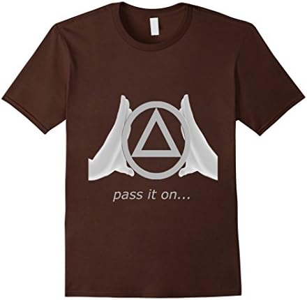 Men's Pass It On Alcoholics Anonymous Slogan AA symbol Shirt XL Brown