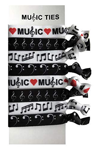 8 Piece Music Hair Elastic Set - Accessories for Musicians, Women, Girls, Teachers, Duet Partners, Band Classmates, Music and Singing Classmates and Friends -MADE in the USA