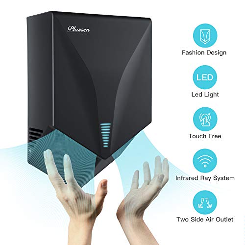 PLUSSEN Premium Commercial Automatic High Speed Hand Dryers for Bathrooms with Two Hot Air Outlet, Fast Drying in 10 Seconds, ABS Compact Electric Hand Dryer Blower - Thumbnail 7