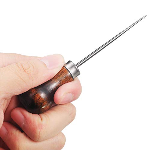 8pcs Gourd Shape Wooden Handle Scratch Awl Tool Pin Punching for Leather Pouch Hole DIY Handmade(Gourd Awl)