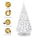 Goplus 7ft Artificial White Christmas Tree Xmas Pine Tree with Solid Metal Legs Perfect for Indoor and Outdoor Holiday Decoration