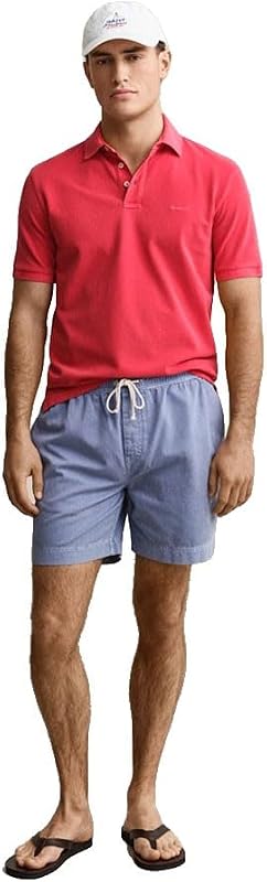 Sunfaded SS Polo pour Homme, Rouge chiné, S