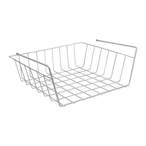 Evelots Under Shelf Basket Wire Rack,White,Slides Under Shelves For Storage, 1