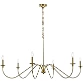 Living District Rohan 54" 6-Light Transitional Metal Chandelier in Satin Gold