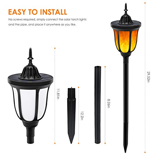 ALOVECO Solar Torch Lights, Waterproof Flickering Flames Torches Lights Solar Spotlights Outdoor Landscape Decoration Lighting Auto On/Off Security Torch Light for Garden Patio Yard (2Pack)