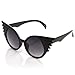 zeroUV - Designer Inspired Fashion Eccentric Unique Round Circle Winged Sunglasses (Black)