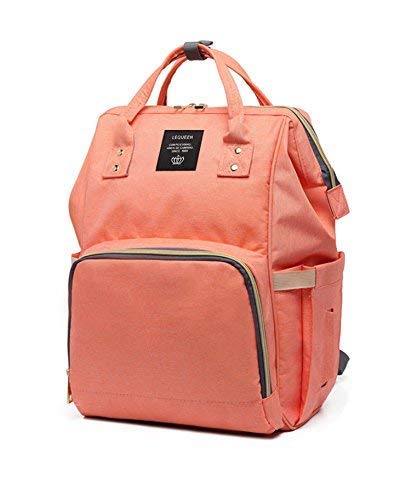 TradeVast Diaper Bag Backpack Waterproof Large Capacity Insulation Travel Back Pack Nappy Bags Organizer, Multi-Function, Fashion and Durable (Coral)