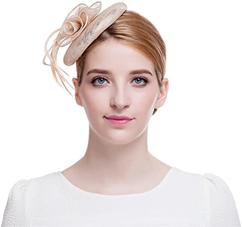 Valdler Women's Feather Fascinator Party Hat with for Dance Tea Party Wedding