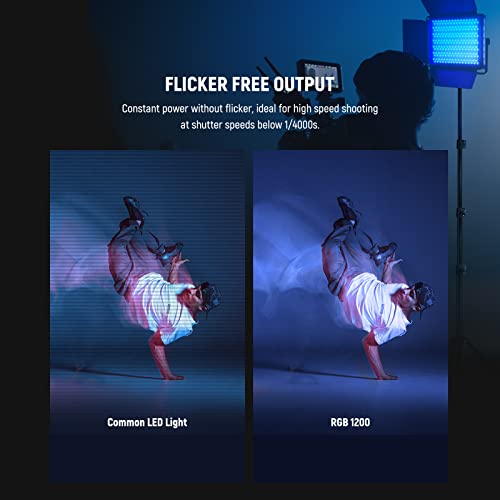 NEEWER RGB1200 60W RGB LED Video Light with APP & 2.4G Control, 22000 Lux@0.5m/1% Precise Min Dimming/360° RGB/CRI 97+/TLCI 98+/2500K-8500K/18 Light Scenes for Studio Lighting Photography Videography
