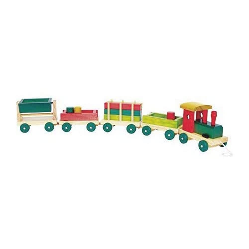 small foot 1128 train Emil made of wood, locomotive with four waggons in different versions, colorful design, from 3 years on