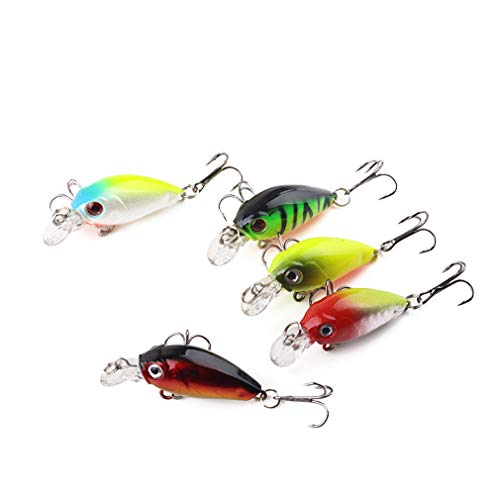 Yunzee Simulation Fishing Lure 5 PCS Artificial Fish Bait Hook Wobbler Hard Tackle Bait Hook Crankbaits Swimbaits Boat Fishing Lures Set