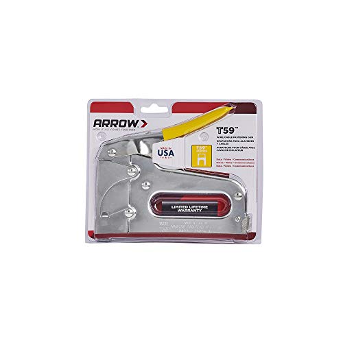 Arrow T59 Heavy Duty Staple Gun with RearLoad Magazine for Voice and Data Cables and Wiring