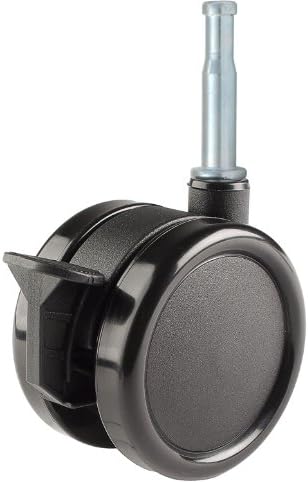 Twin Wheel Caster Solutions TWUN-75U-G02-BK-B 3" Diameter Nylon Wheel Unhooded Brake Caster, 5/16" Diameter x 1-1/2" Length Grip Neck Stem, 132 lb Capacity Range