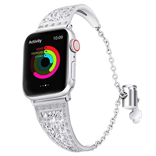 Rhinestone Band Compatible with Apple Watch 38mm 40mm, Jewelry Band for iWatch Series 5 4 3 2 1, Bling Crystal Dressy Bracelet Strap Chic for Women Girls