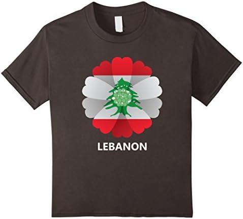 unisex-child Logiamerch: Lebanon Flag Flower T-Shirt 6 Asphalt