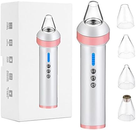 Blackhead Remover Vacuum, Gustala Microcrystalline IPL Comedo Cleaner, Skin Pore Cleaning Remover, USB Rechargeable Blackhead Extractor with 6 Intensity Levels, 4 Replaceable Suction Heads(Pink)