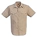 Gioberti Mens Casual Western Solid Short Sleeve Shirt with Pearl Snaps, Khaki, Medium