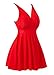 COCOPEAR Women's Pleated Skirt One Piece Swimdress Tummy Contral Swimsuit(FBA) Red 16-18