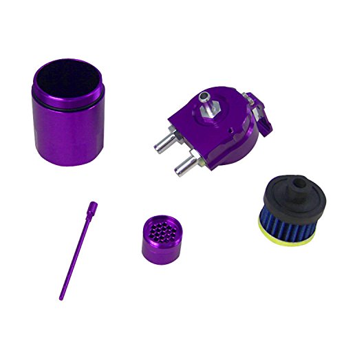Primecooling Baffled Billet Aluminum Oil Catch Tank Can Reservoir Tank Universal ( Purple )