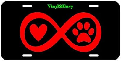 Infinity Love Your Dog License Plate - Dog Decal - Custom License Plate, License Plate Sign, Paw Print Decal, Choose Color