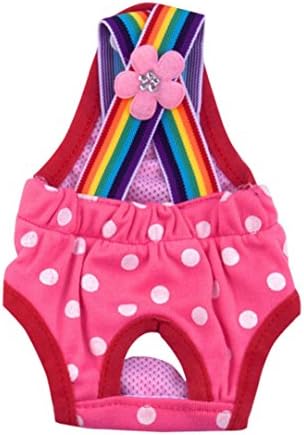 Axchongery Dog Diaper, Bitch Rainbow Nappy Underwear Pet Breathable Physiological Pants (Hot pink, 2XS)