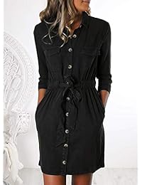 FIYOTE - Camisa de media manga con cuello en V para mujer, estilo informal, con botones, tallas S-XL