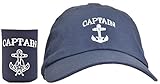 Funny Sailing Embroidered Captain Hat Cap and Funny Beer Coolie Can Cooler Gift Set Bundle