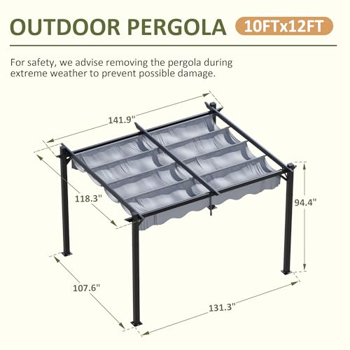 Betisef 10x12 Outdoor Pergola with Retractable Canopy Review: Adjustable Shade for Any Patio image 15