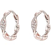 SLUYNZ 925 Sterling Silver CZ Hoop Earrings for Women Twist Hoop Earrings Minimalist Hoop Earrings