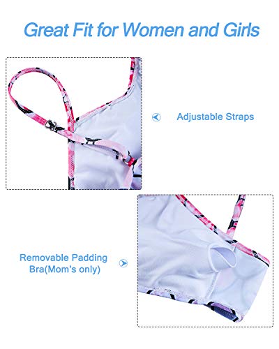 Kids4ever Mermaid Fish Scale Mother Daughter Matching Bikini Set Flounce High Waisted Mommy and Me Bikini Set