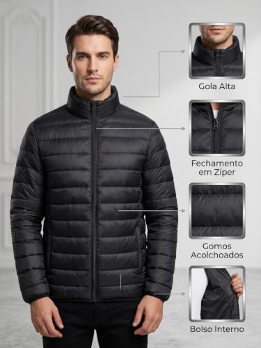 Jaqueta Puffer Masculina Impermeável Térmica Bomber Slim Inverno