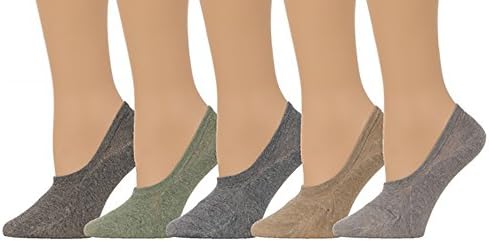 Men's No Show Bokashi - Color Socks w/ Silicon Pad - (5 pair set) (One Size(5-8), Multi)