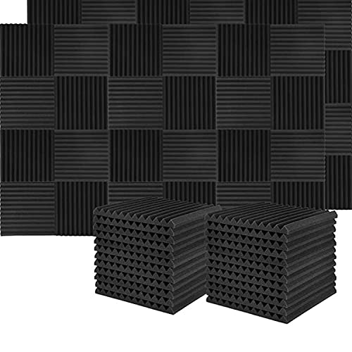 ybaymy 24 Stück Akustikschaumstoff Platten schalldämmung 30 x 30cm Schallabsorber Akkustik Schaumstoffmatte Schall…