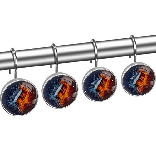 LORVIES Ice Hockey Puck Curtain Hooks Set of 12, Stainless Steel Shower Hooks Decorative Hanger Rings Rust Resistant for Bathroom Kids Room Fashion Home Decor