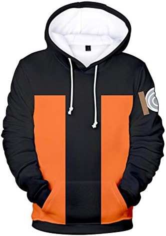 Men Naruto 3D Print Pullover Hoodie Sweatshirt with Kangaroo Pocket