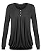 Jazzco Womens Long Sleeve Scoop Neck Pleats Blouse Shirts