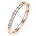 BOHG Jewelry Womens 2MM Rose Gold Plated White Cubic Zirconia CZ Couples Eternity Ring Engagement Wedding