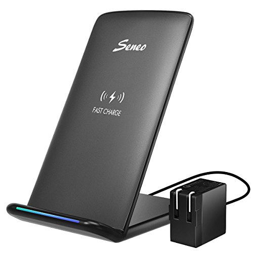 Seneo Note 8 Fast Wireless Charger Galaxy S8 Wireless Charger Qi Wireless Charger Stand Pad for Samsung Galaxy S8 Plus S7 S7 Edge S6 Edge Plus Note 5 With QC 3.0 AC Adapter