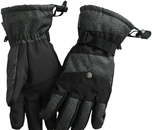 スキーグローブ レディース 綿の手袋 厚手 裏フリース 暖かい 防水防風 滑り止め 紛失防止 自転車 登山 男女兼用 ダークグレー 日本製