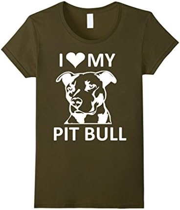 Women's Iheart My Pitbull T-shirt (I love my pitbull tee,pit bull XL Olive