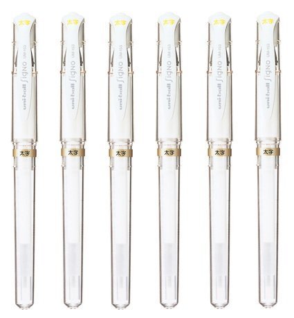 Signo Komainu-Dou Broad Point Gel White Ink Impact Pen (2, Design 1)- 6 Pens Per Pack