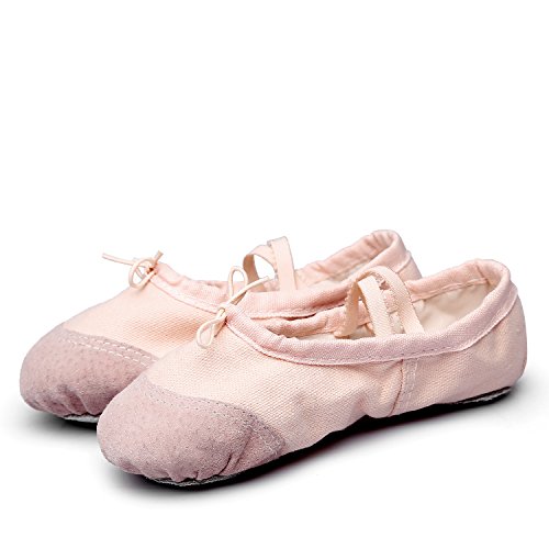 MSMAX Kid Girl's Classic Canvas Practise Ballet Dancing Yoga Shoes,Natural,10 M US - Thumbnail 2