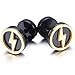 Youree Cheater Fake Ear Plugs Gauges Earring for Men Stainless Steel Dot Studs Illusion Screw Tunnel Dumbbell Black Earrings Ear Plugs Women 10mm 18G (ED07) (lightning)